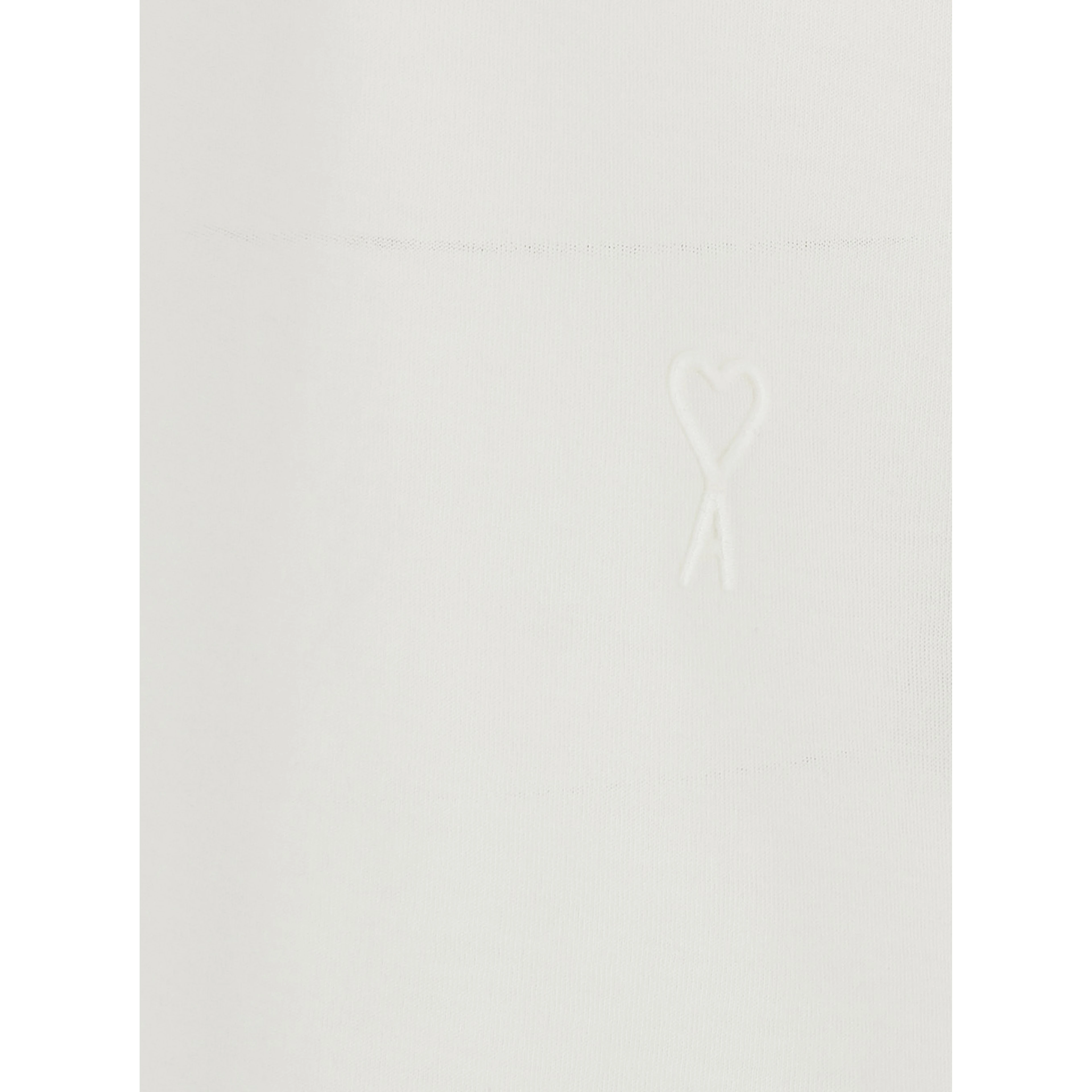 White T-Shirt with AMI de Coeur Patch in Cotton Woman