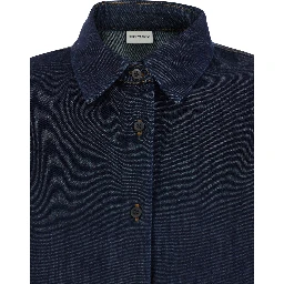 Casio Blue Shirt with Classic Collar in Denim for Women
