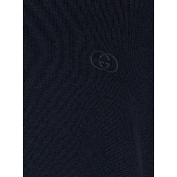 Blue Polo Shirt with classic collar and GG embroidery on the front in cotton for men