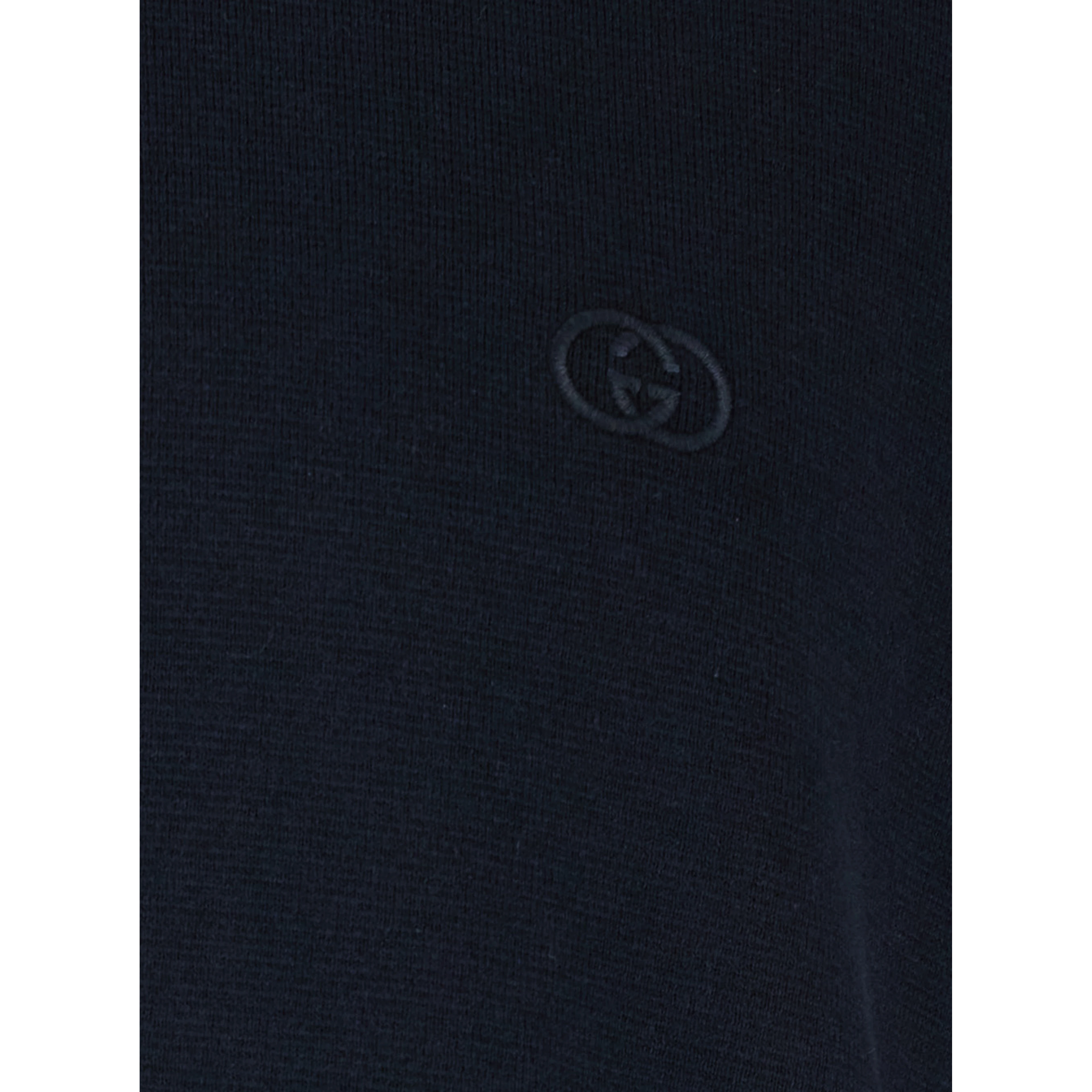 Blue Polo Shirt with classic collar and GG embroidery on the front in cotton for men