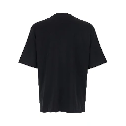 Black Crew Neck T-shirt with Logo on the Front in Cotton for Men