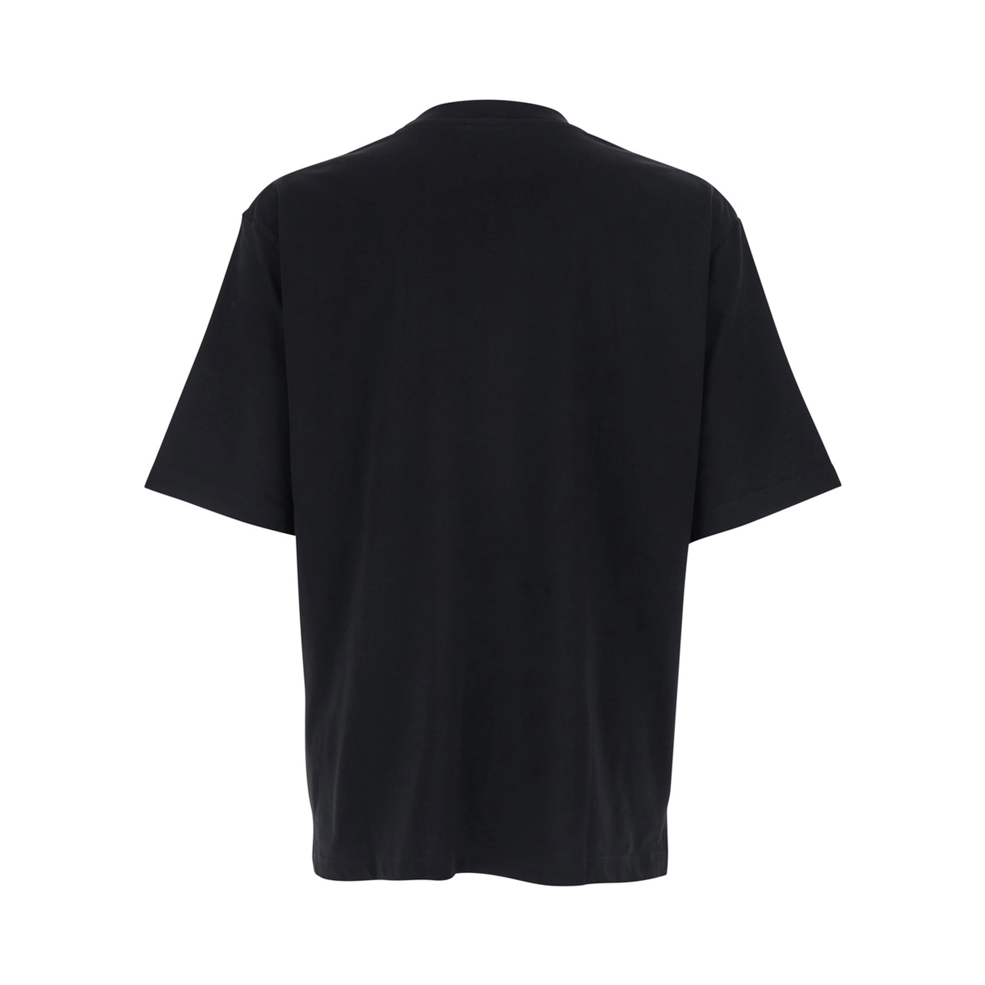 Black Crew Neck T-shirt with Logo on the Front in Cotton for Men