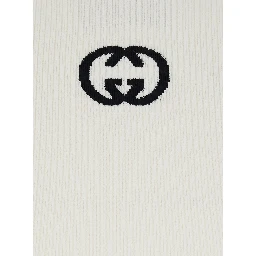 White Sleeveless Top with GG Embroidery on the Rear and Ribbed Knit in Viscose Blend Woman