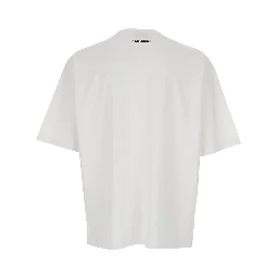 White Crew neck T-shirt with maxi logo on the front in cotton for men