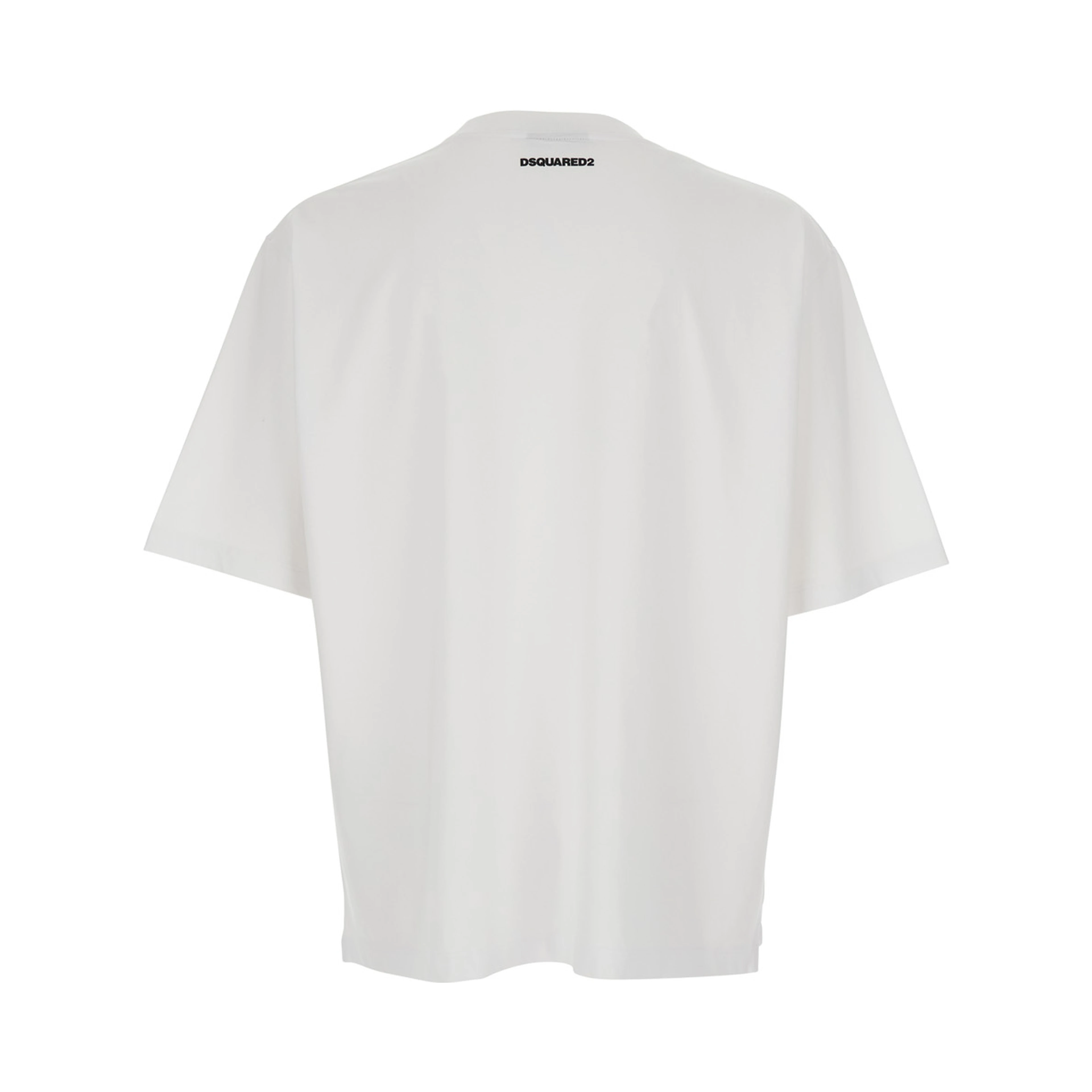 White Crew neck T-shirt with maxi logo on the front in cotton for men
