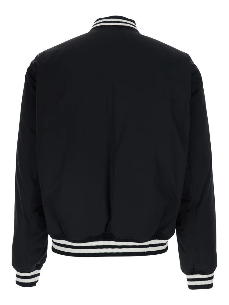 Black Reversible Jacket with Contrasting Details and Bomber Collar in Tech Fabric for Men alternative
