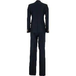blue Double-breasted suit in linen blend for women