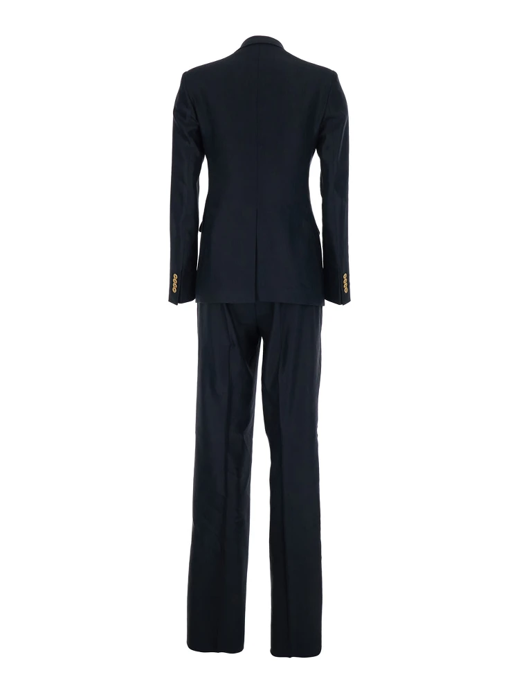 blue Double-breasted suit in linen blend for women alternative