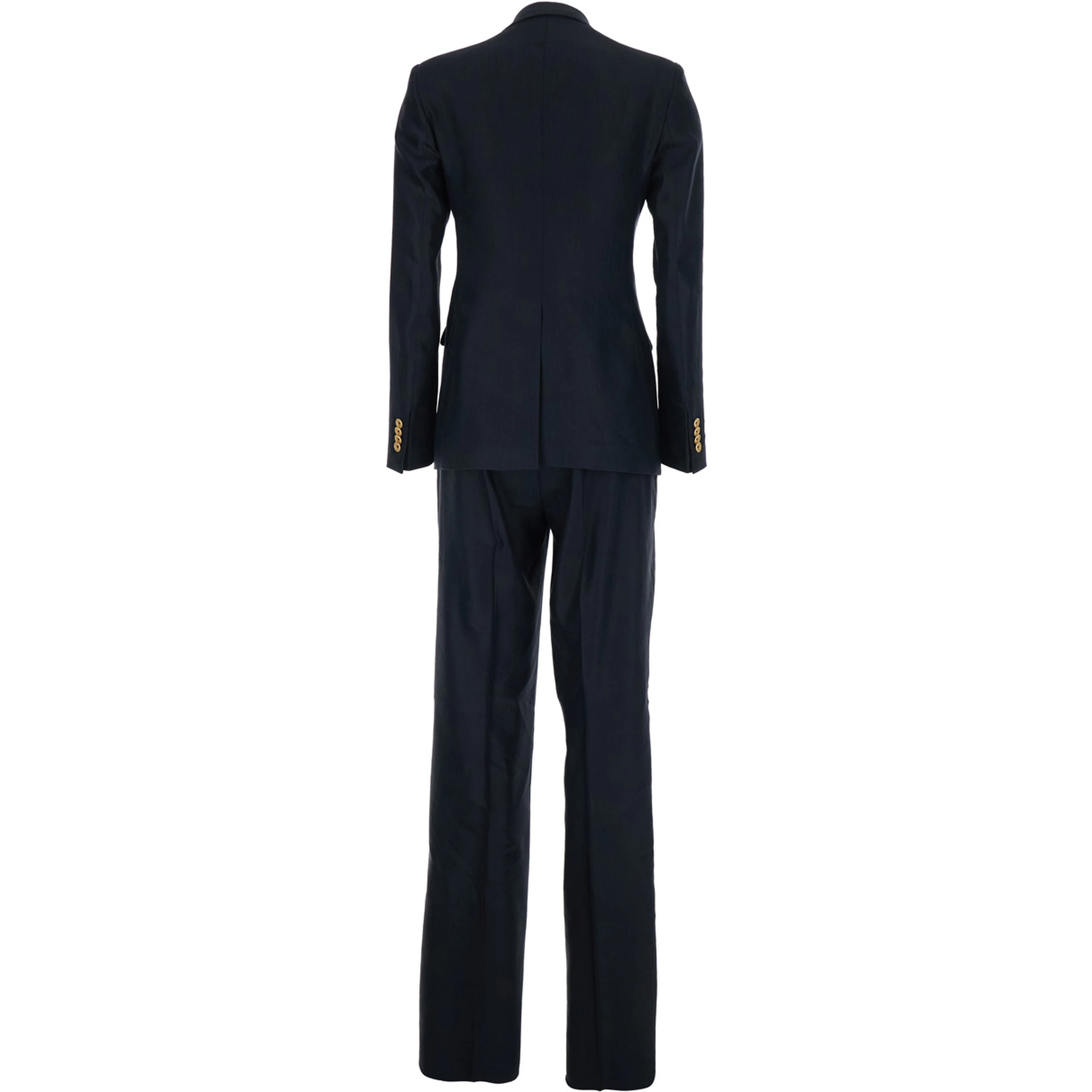 blue Double-breasted suit in linen blend for women