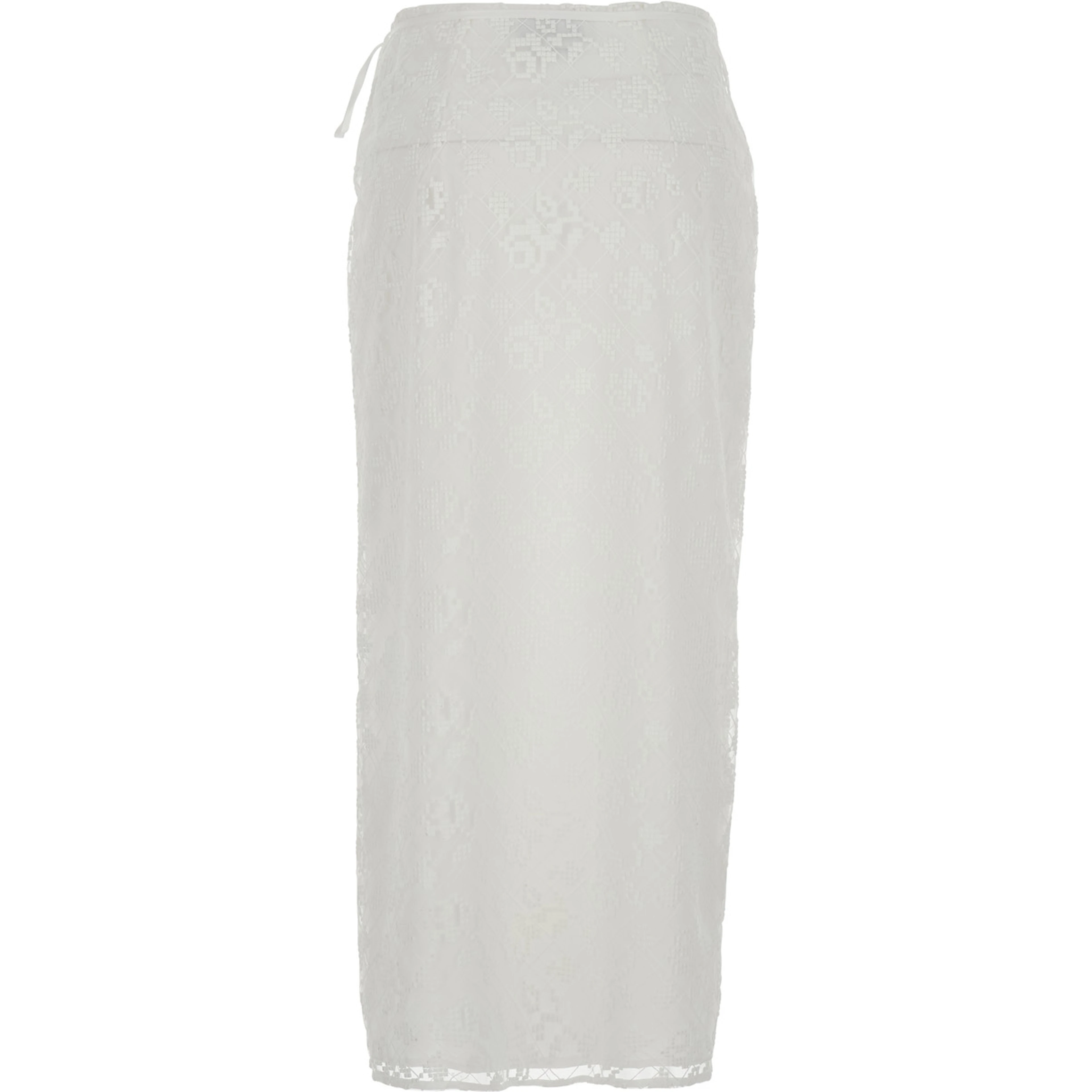 White Skirt with adjustable knot at the waist in fabric Woman