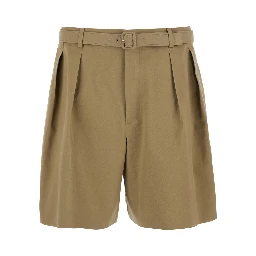 Beige COTTON Trousers with Side Pockets and High Waist for Men