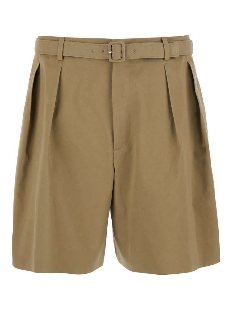Beige COTTON Trousers with Side Pockets and High Waist for Men