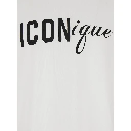 White Crew neck T-shirt with maxi logo on the front in cotton for men