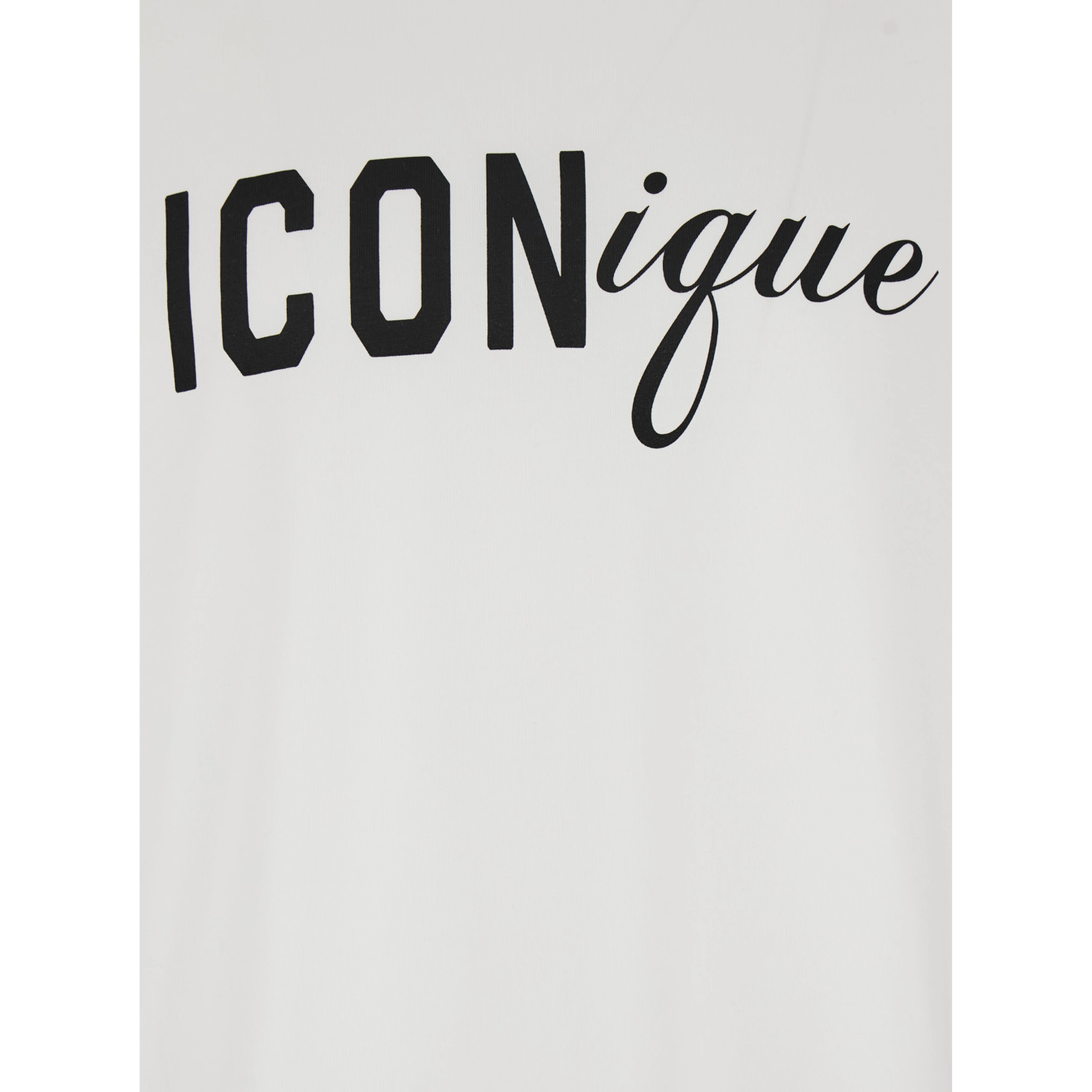 White Crew neck T-shirt with maxi logo on the front in cotton for men