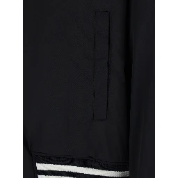 Black Reversible Jacket with Contrasting Details and Bomber Collar in Tech Fabric for Men