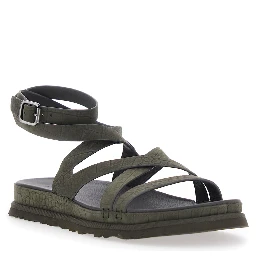 W GOLDENGAZE EMBOSSED ANKLE WRAP Brown Ankle Strap Sandals for Women