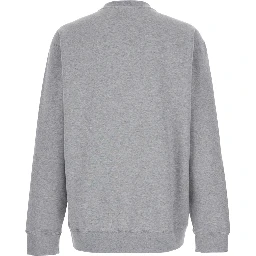 Grey Crewneck Sweatshirt with Logo Detail on the Front in Cotton for Men