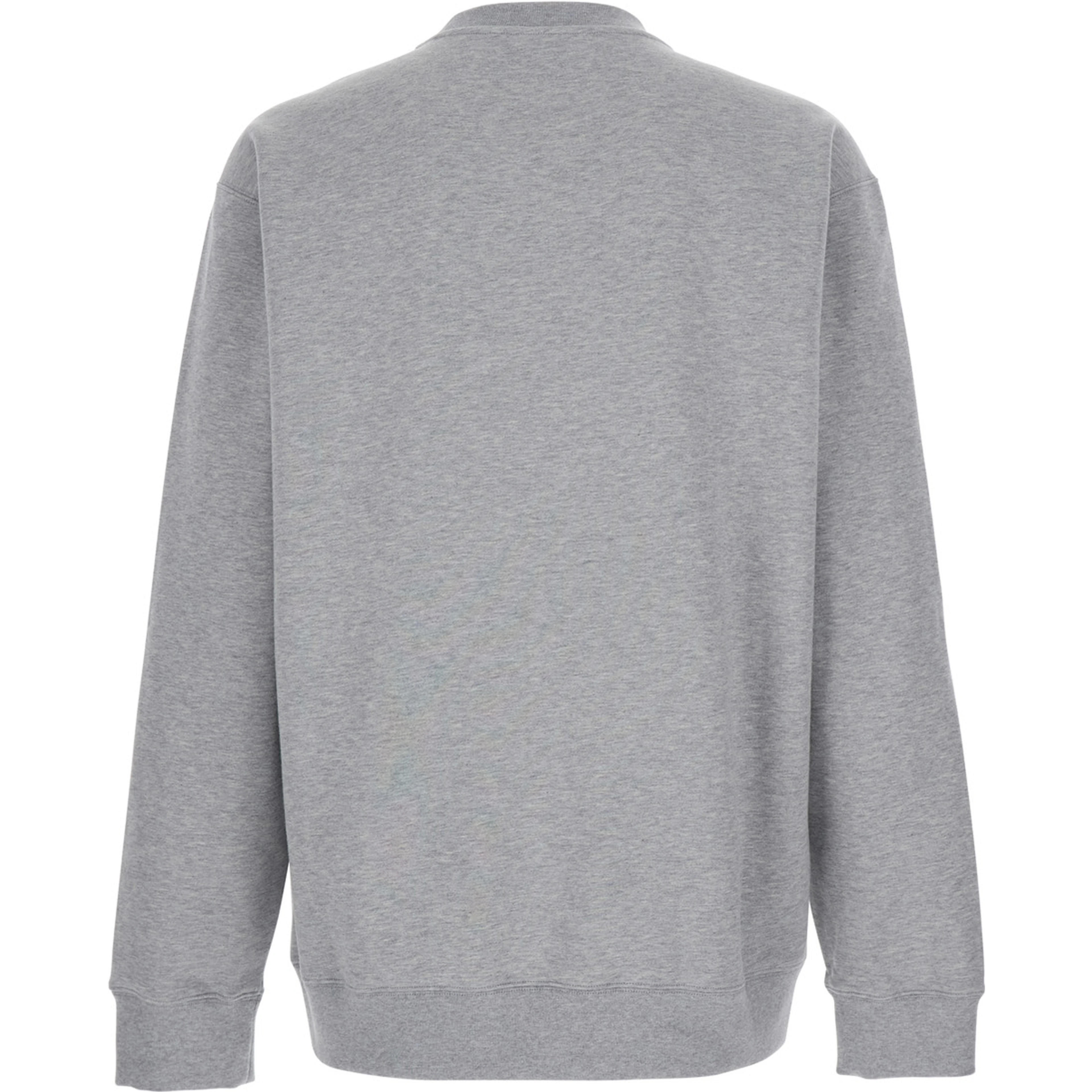 Grey Crewneck Sweatshirt with Logo Detail on the Front in Cotton for Men