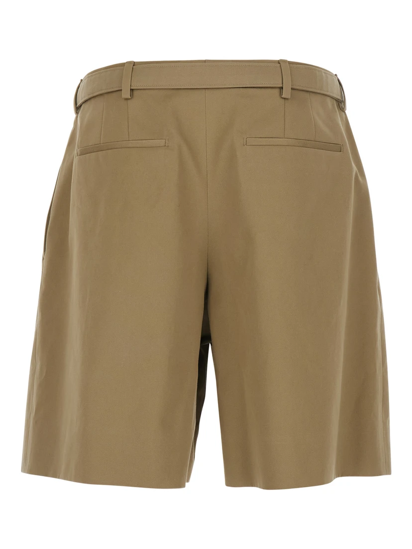 Beige COTTON Trousers with Side Pockets and High Waist for Men