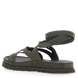 W GOLDENGAZE EMBOSSED ANKLE WRAP Brown Ankle Strap Sandals for Women