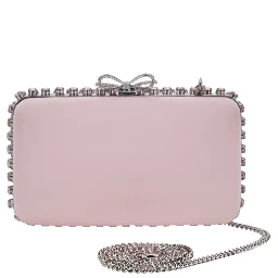 "PINK SATIN CRYSTAL CLUTCH BAG" Pink Clutch Bag with crystals on the front in satin for women