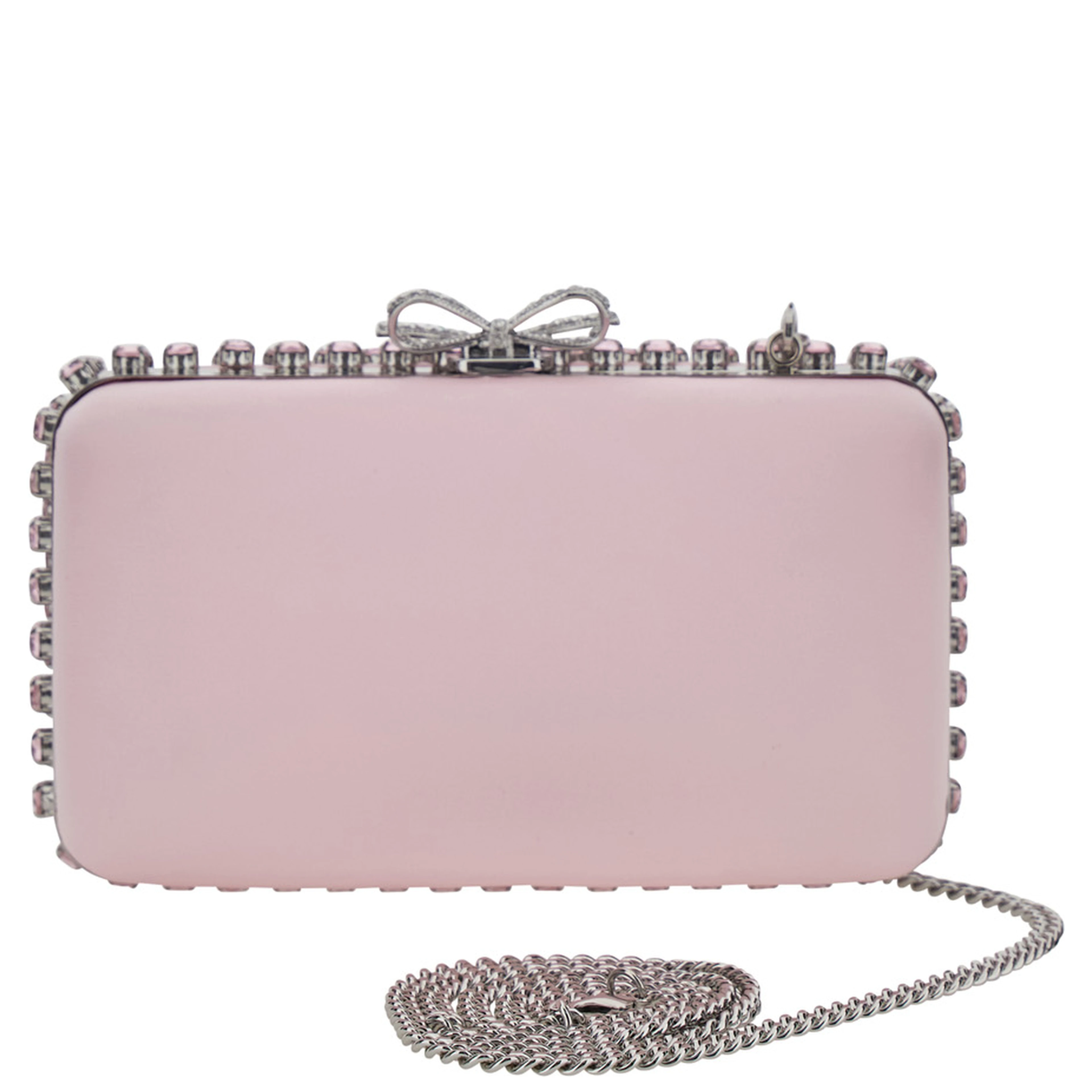 "PINK SATIN CRYSTAL CLUTCH BAG" Pink Clutch Bag with crystals on the front in satin for women