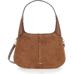 Alice Brown Shoulder Bag with Removable Strap and Logo Lettering on the Front in Suede Women