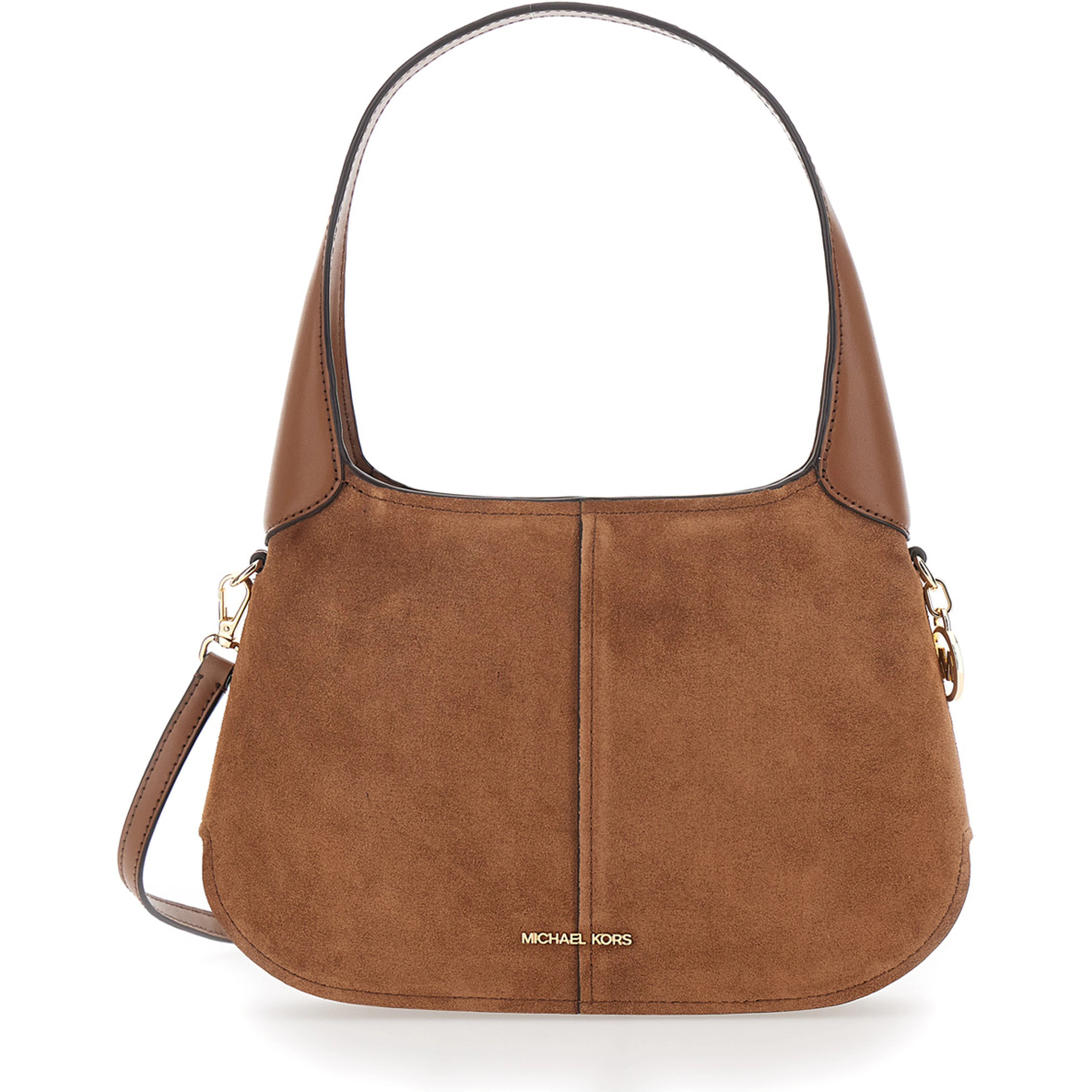 Alice Brown Shoulder Bag with Removable Strap and Logo Lettering on the Front in Suede Women