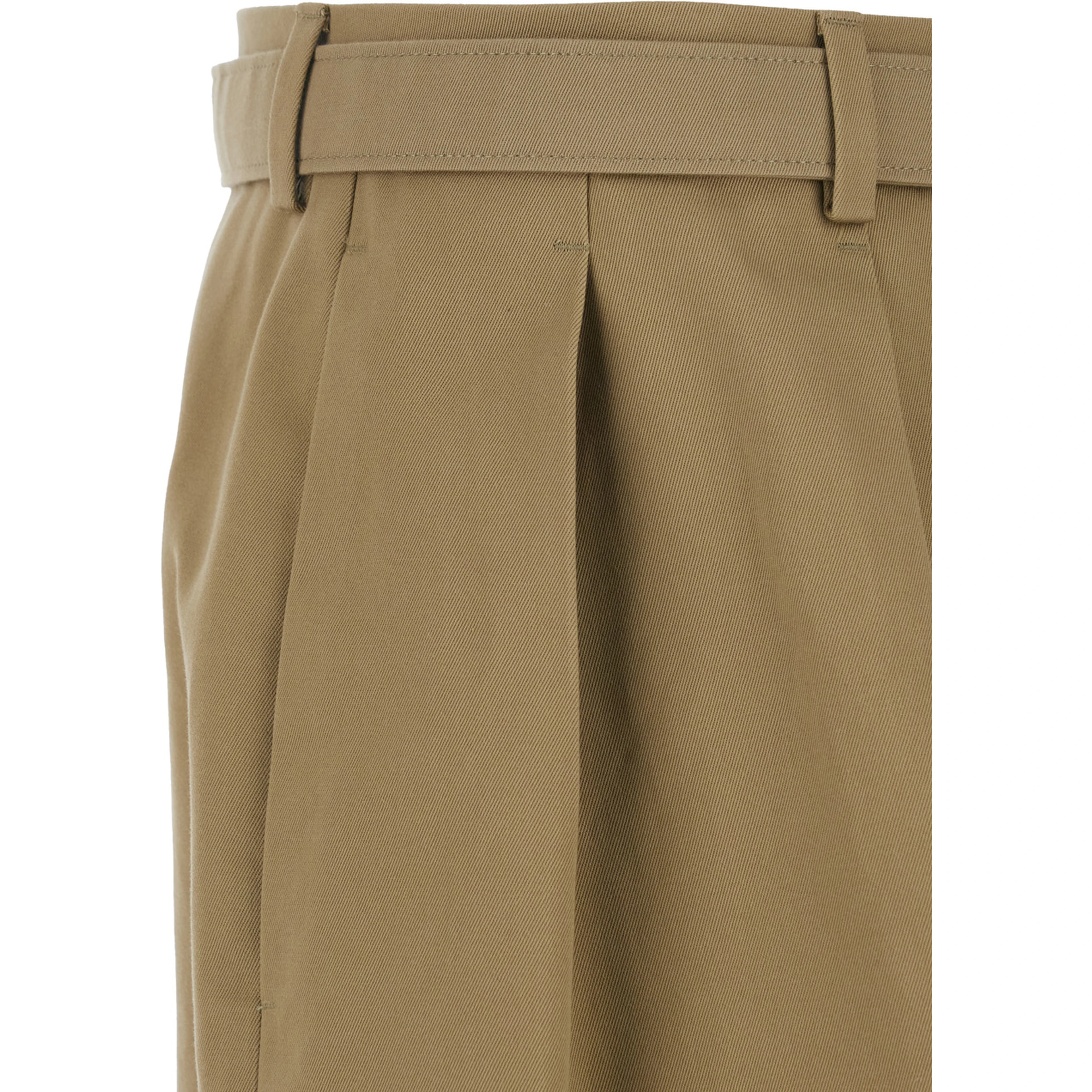 Beige COTTON Trousers with Side Pockets and High Waist for Men