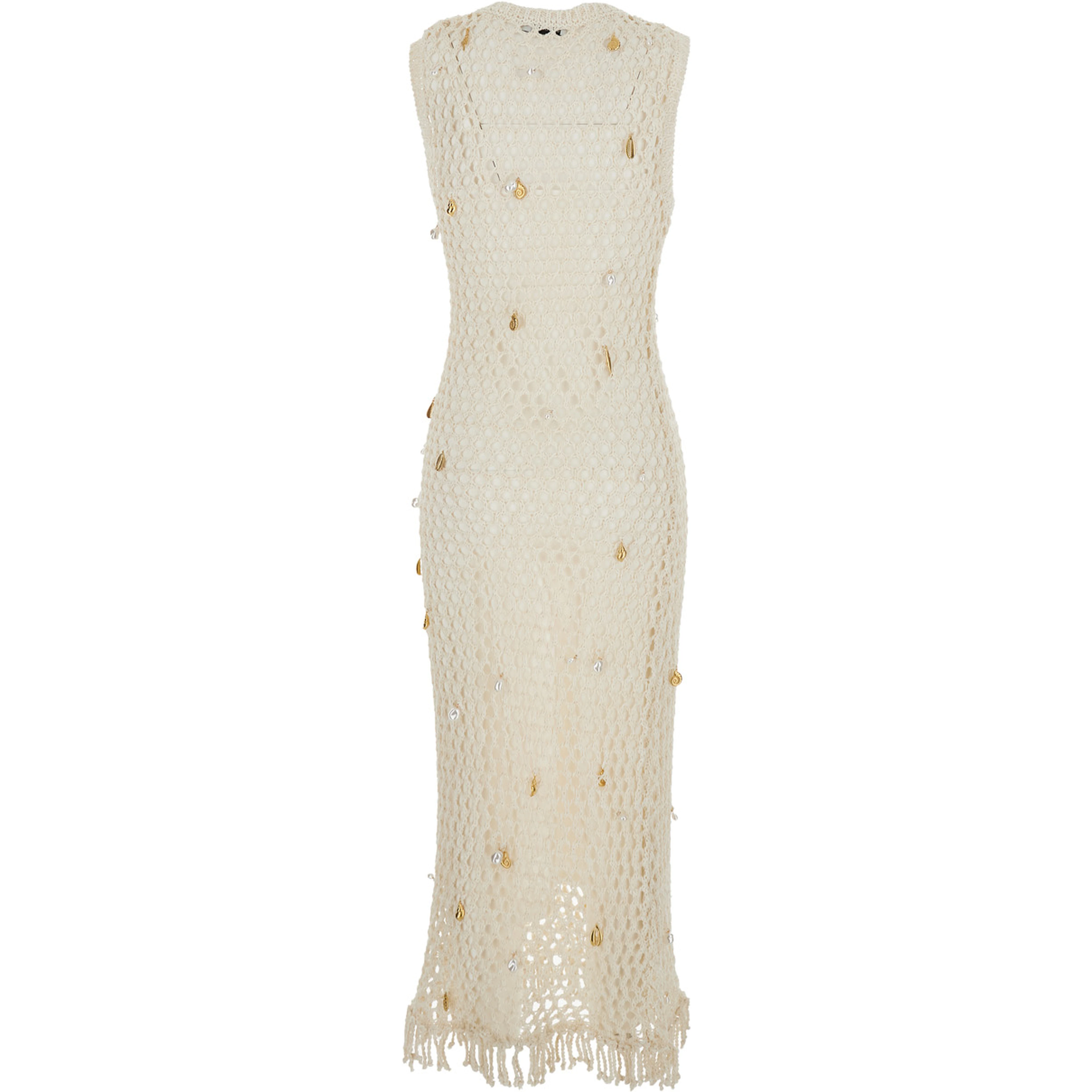 Dress Midi CORALIA KNIT CHARMED White with Cotton and Nylon Mesh Details for Women