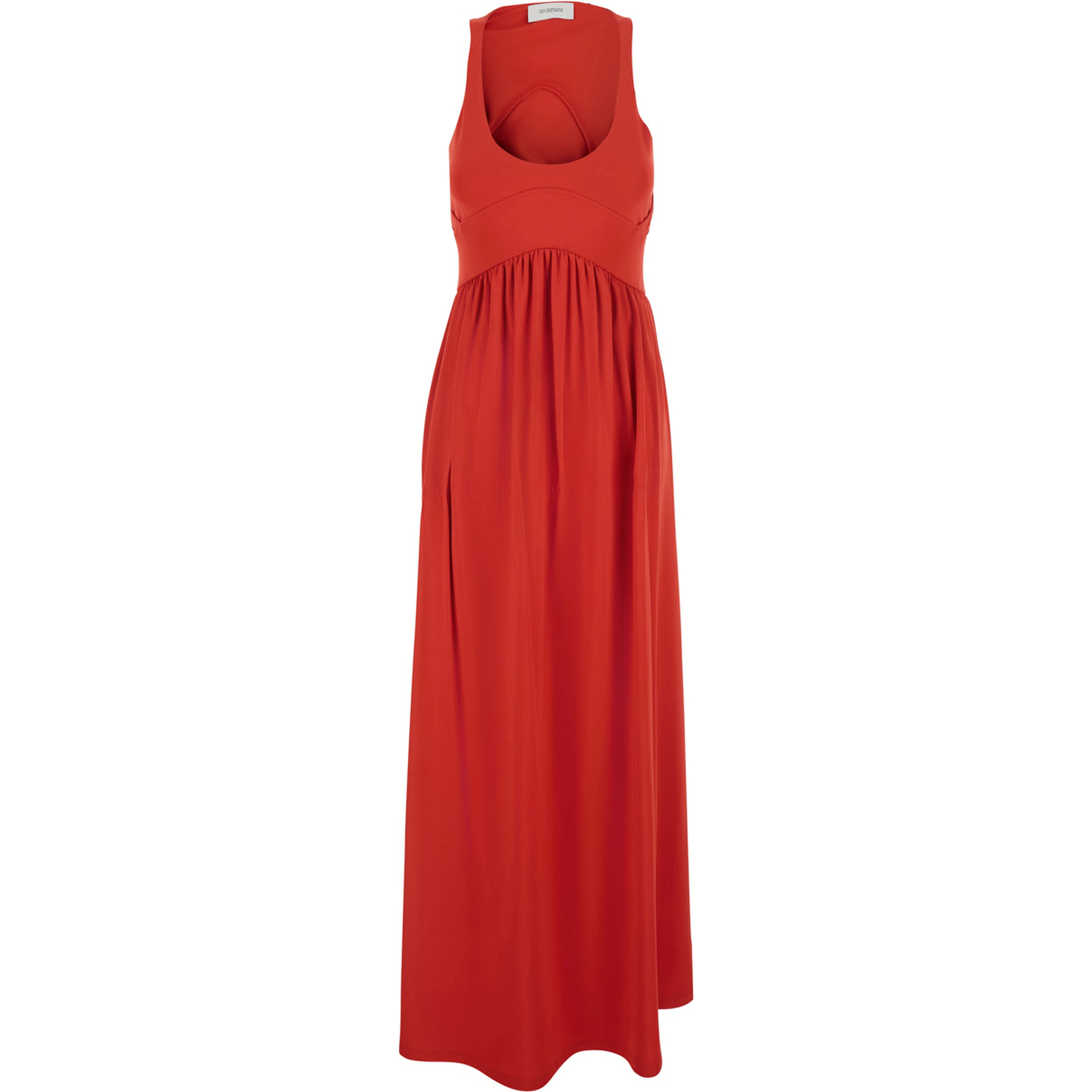 Panino red sleevelesss long dress with round neckline and cut-out on the back in stretch viscose for women