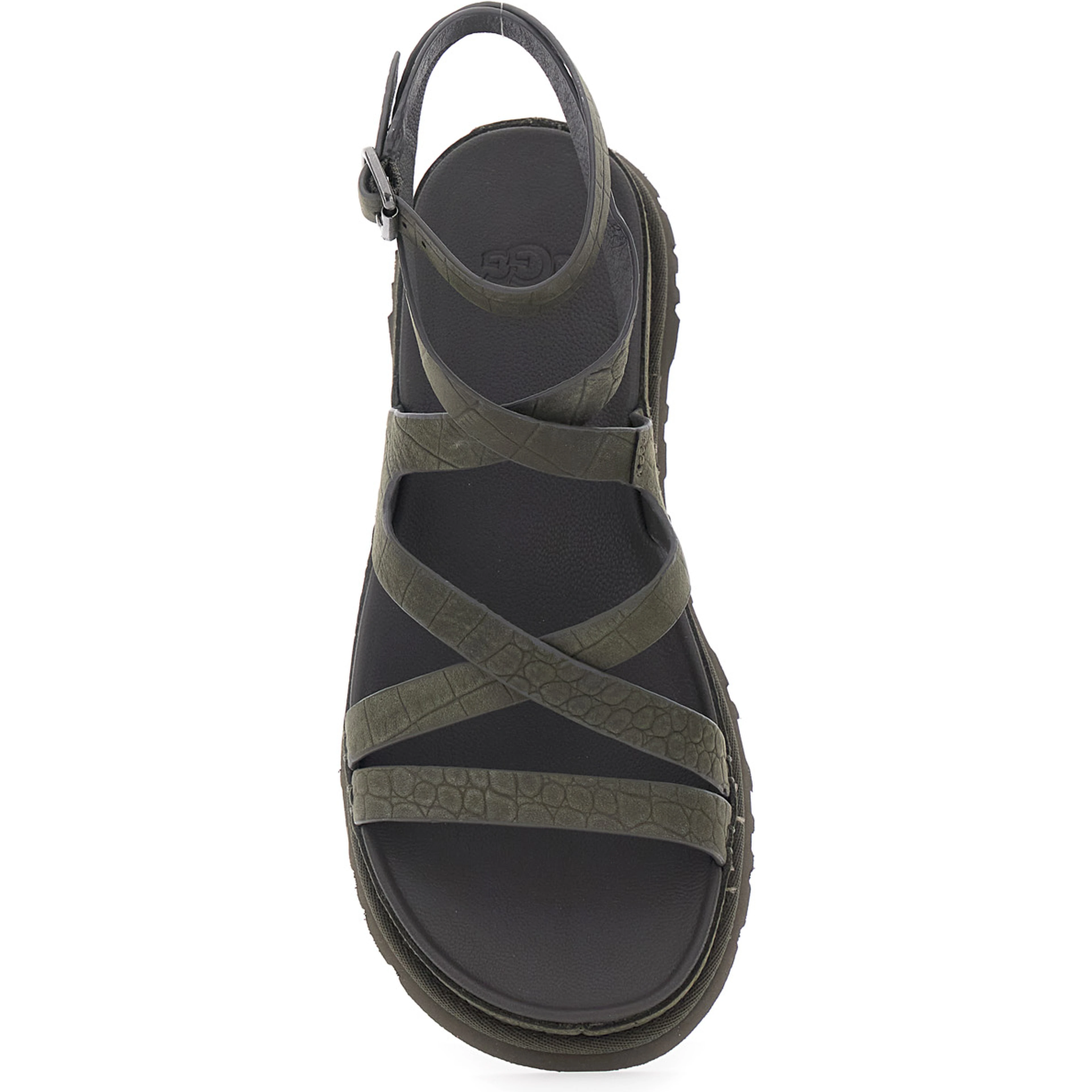 W GOLDENGAZE EMBOSSED ANKLE WRAP Brown Ankle Strap Sandals for Women
