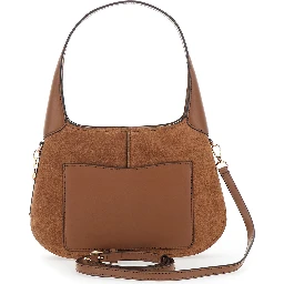 Alice Brown Shoulder Bag with Removable Strap and Logo Lettering on the Front in Suede Women