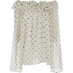 White top with All-over Polka Dot Print in Tech Fabric Women