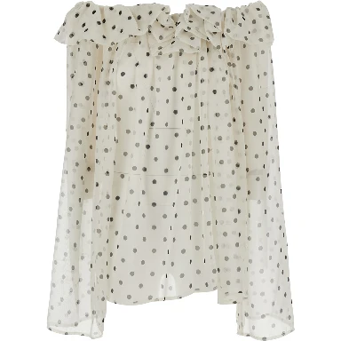 White top with All-over Polka Dot Print in Tech Fabric Women