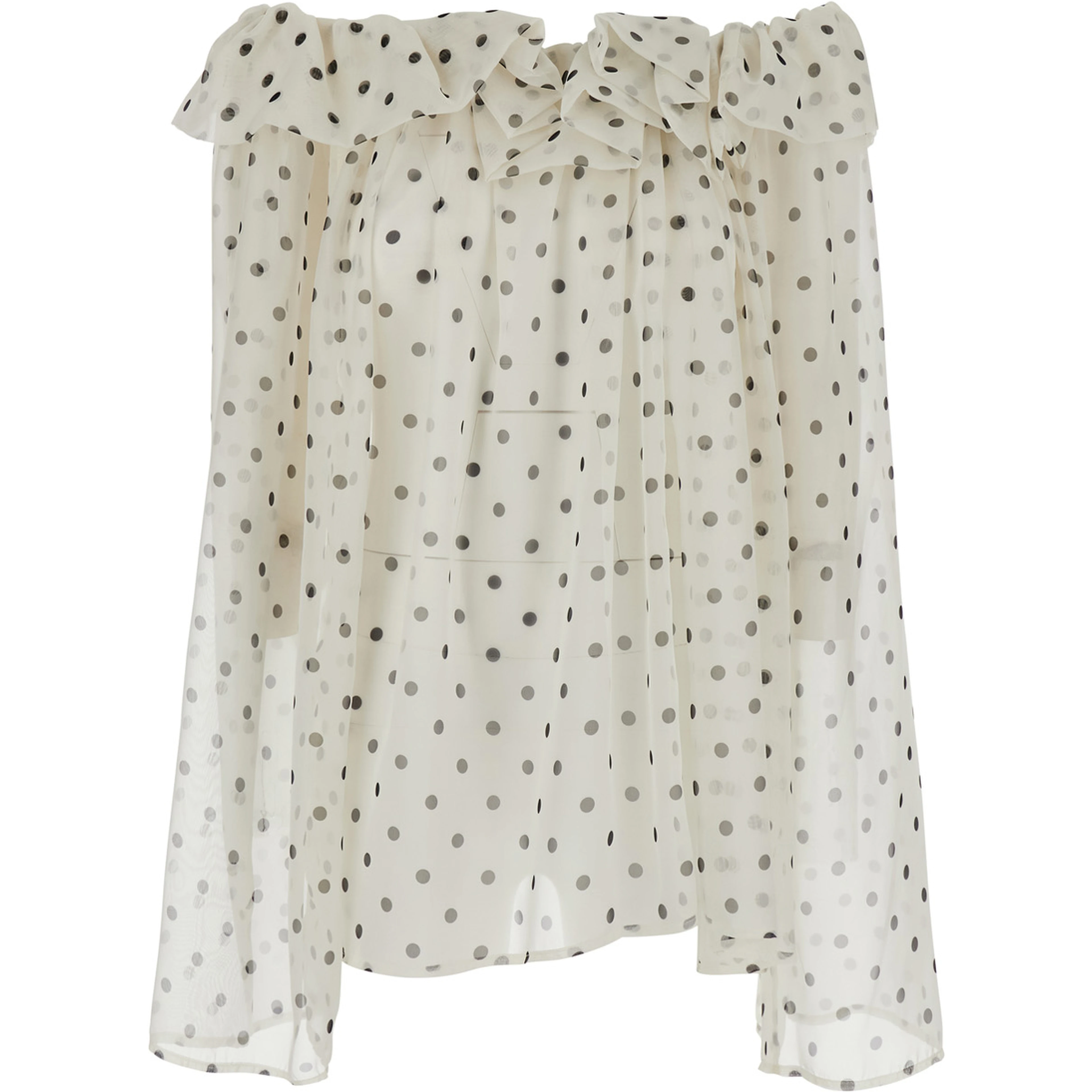 White top with All-over Polka Dot Print in Tech Fabric Women