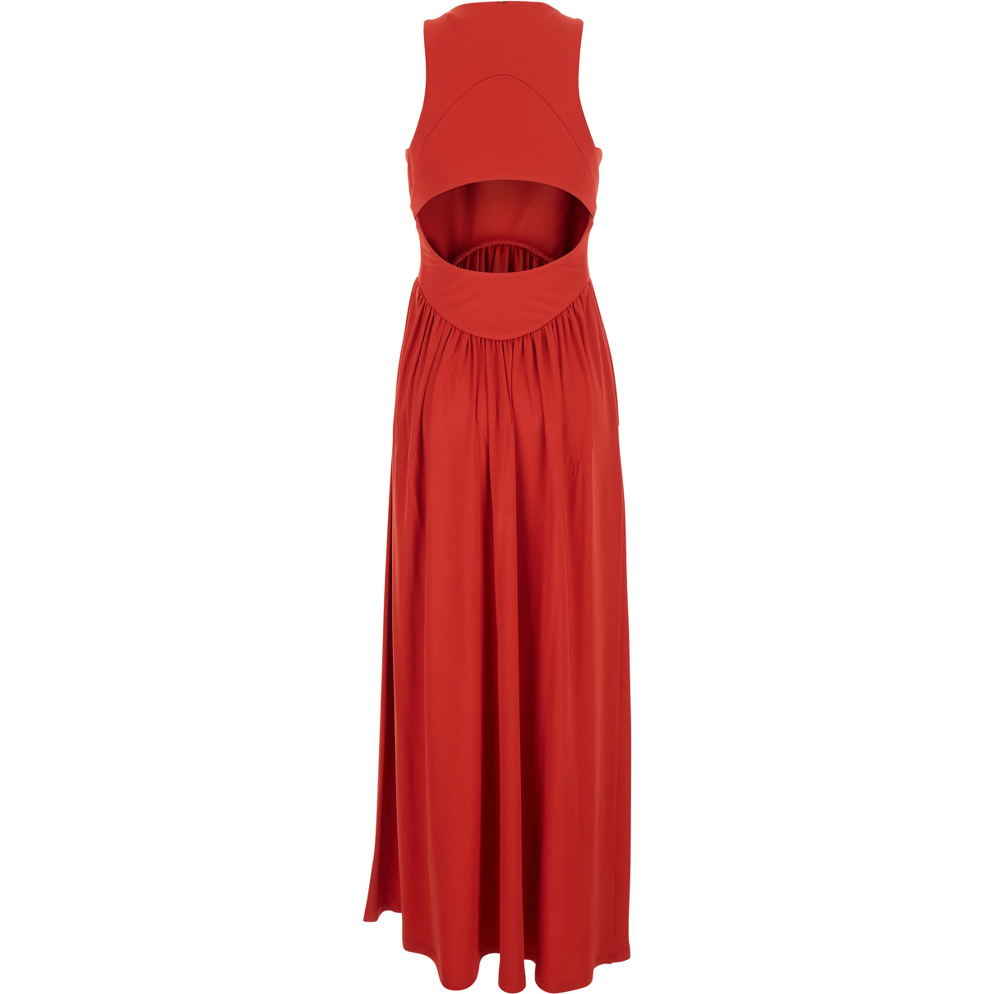 Panino red sleevelesss long dress with round neckline and cut-out on the back in stretch viscose for women