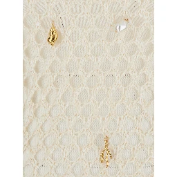 Dress Midi CORALIA KNIT CHARMED White with Cotton and Nylon Mesh Details for Women