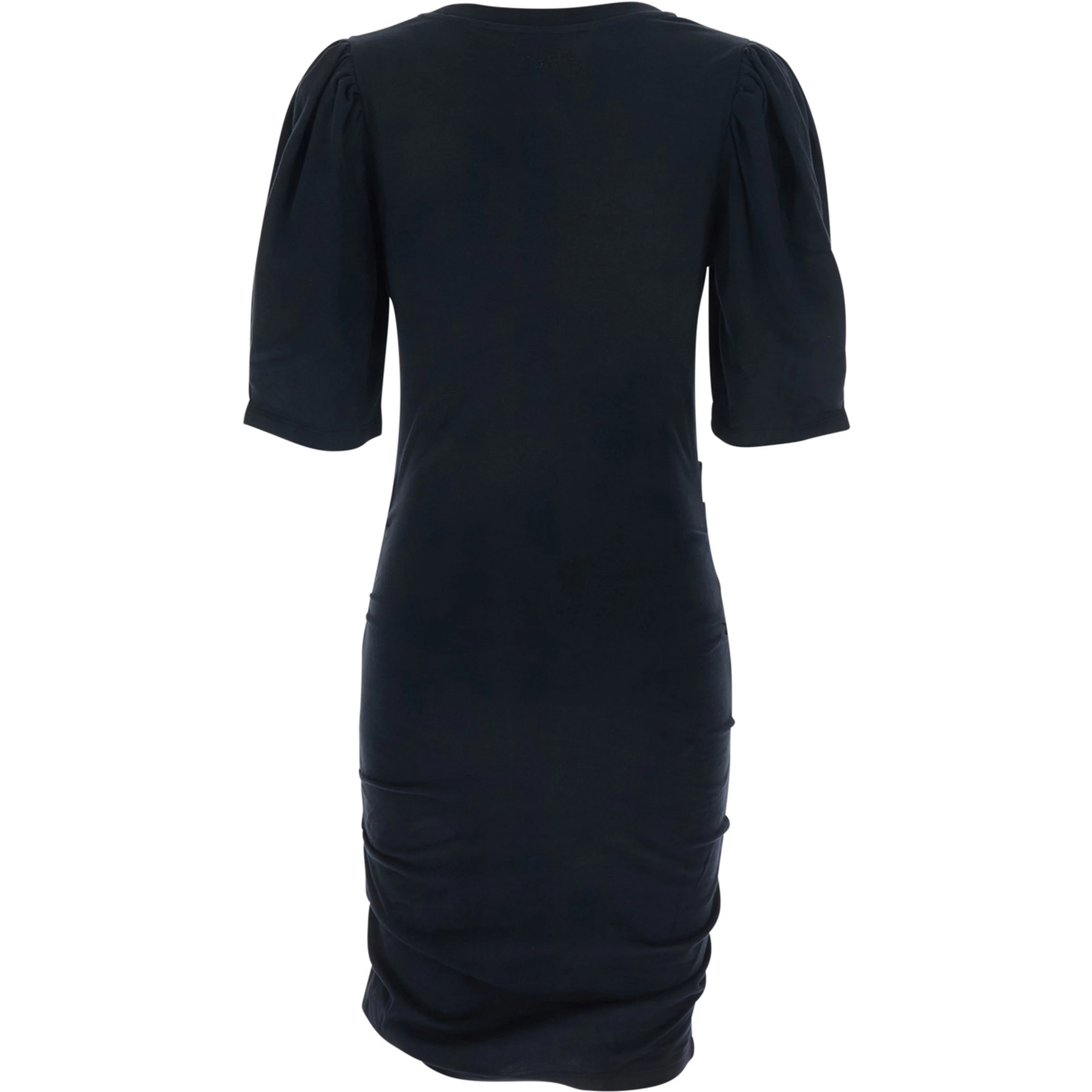 Dress Mylda Crew Neck with Pleated Details in Black Cotton for Women