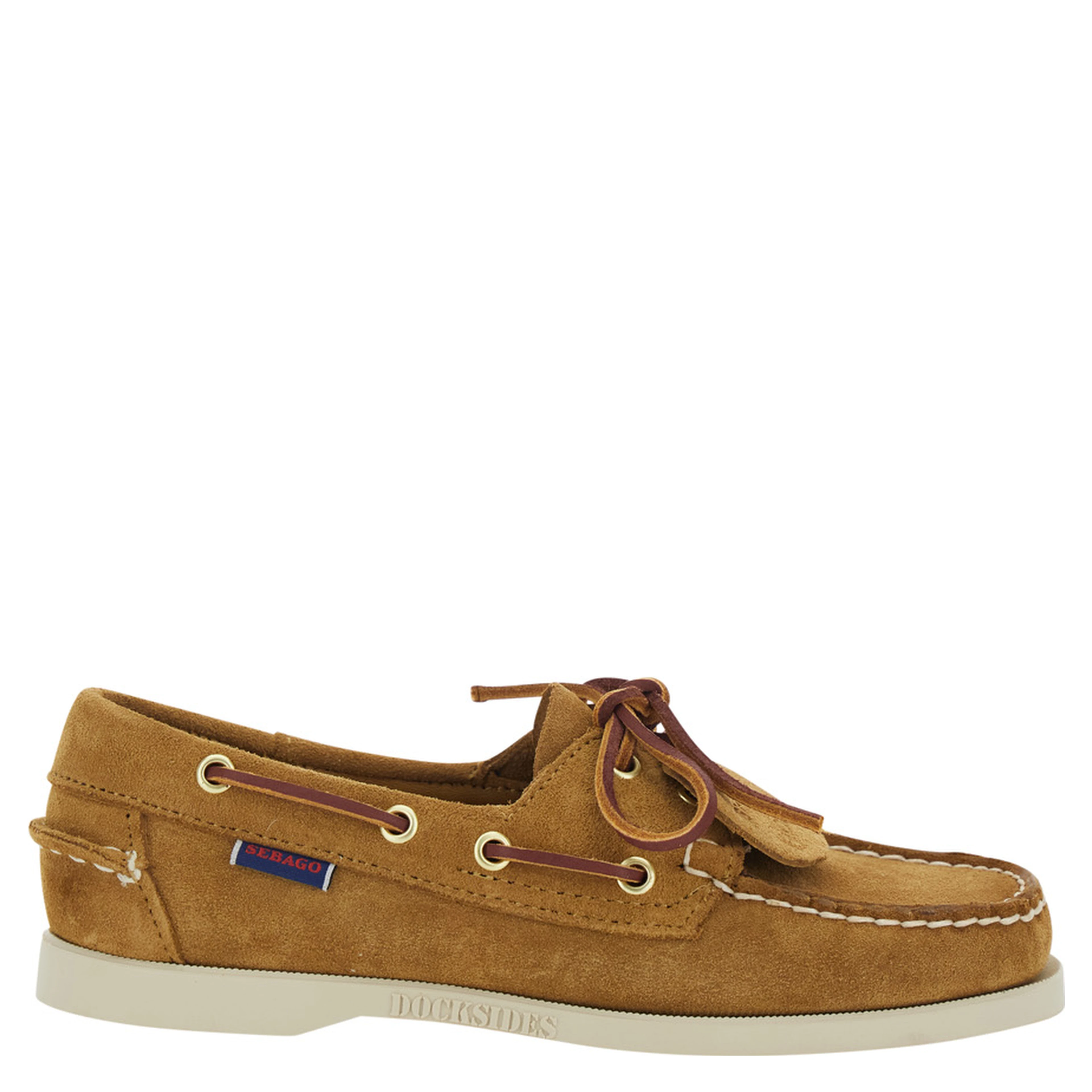 Portland Artisan Beige Loafers with bow on the front and contrasting stitching in suede women