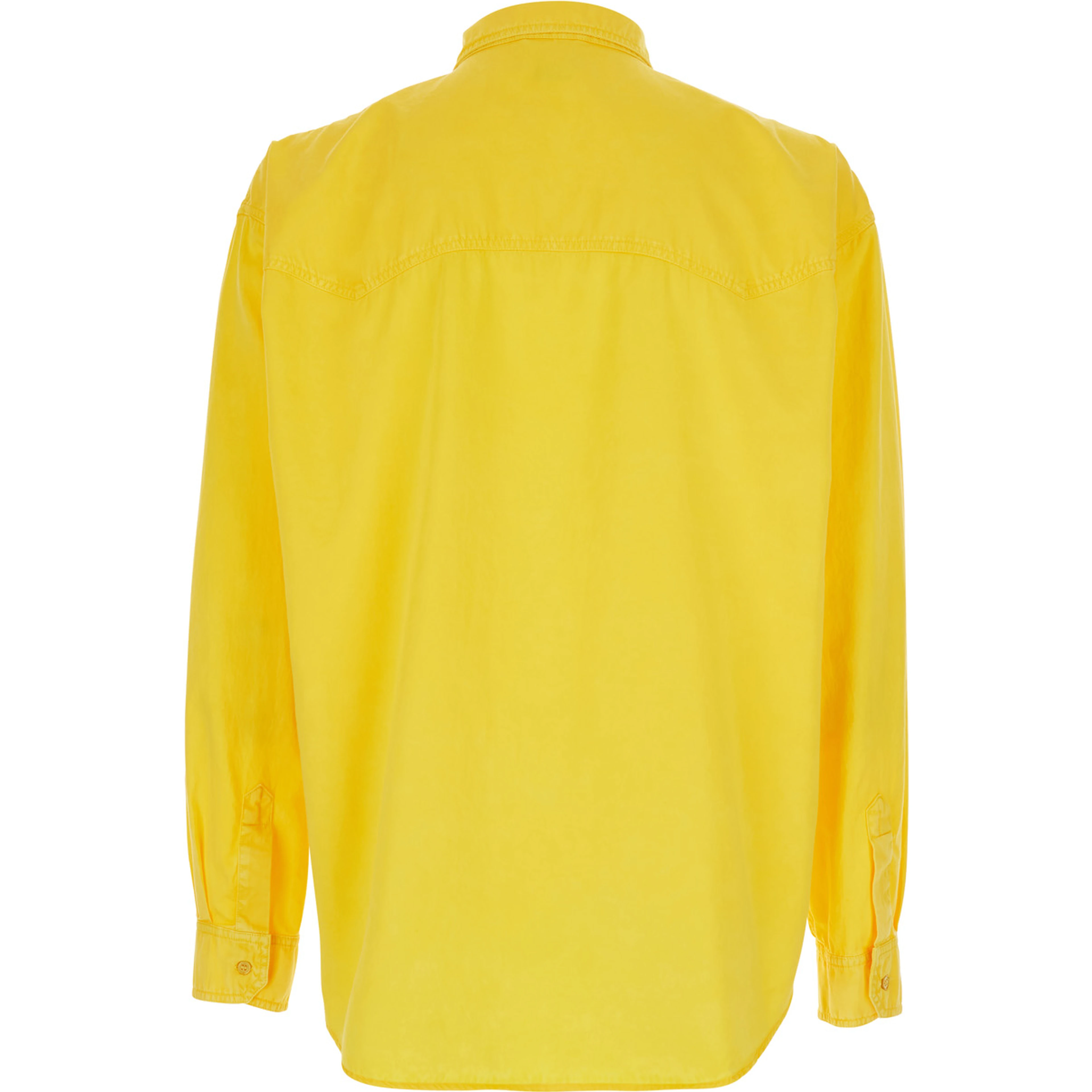 Yellow Shirt with button-down collar and two patch pockets on the front in cotton for men