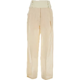 SPSFERITO Pants with Elegant Design in White Cotton for Women