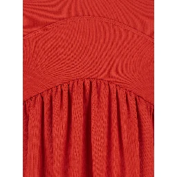 Panino red sleevelesss long dress with round neckline and cut-out on the back in stretch viscose for women