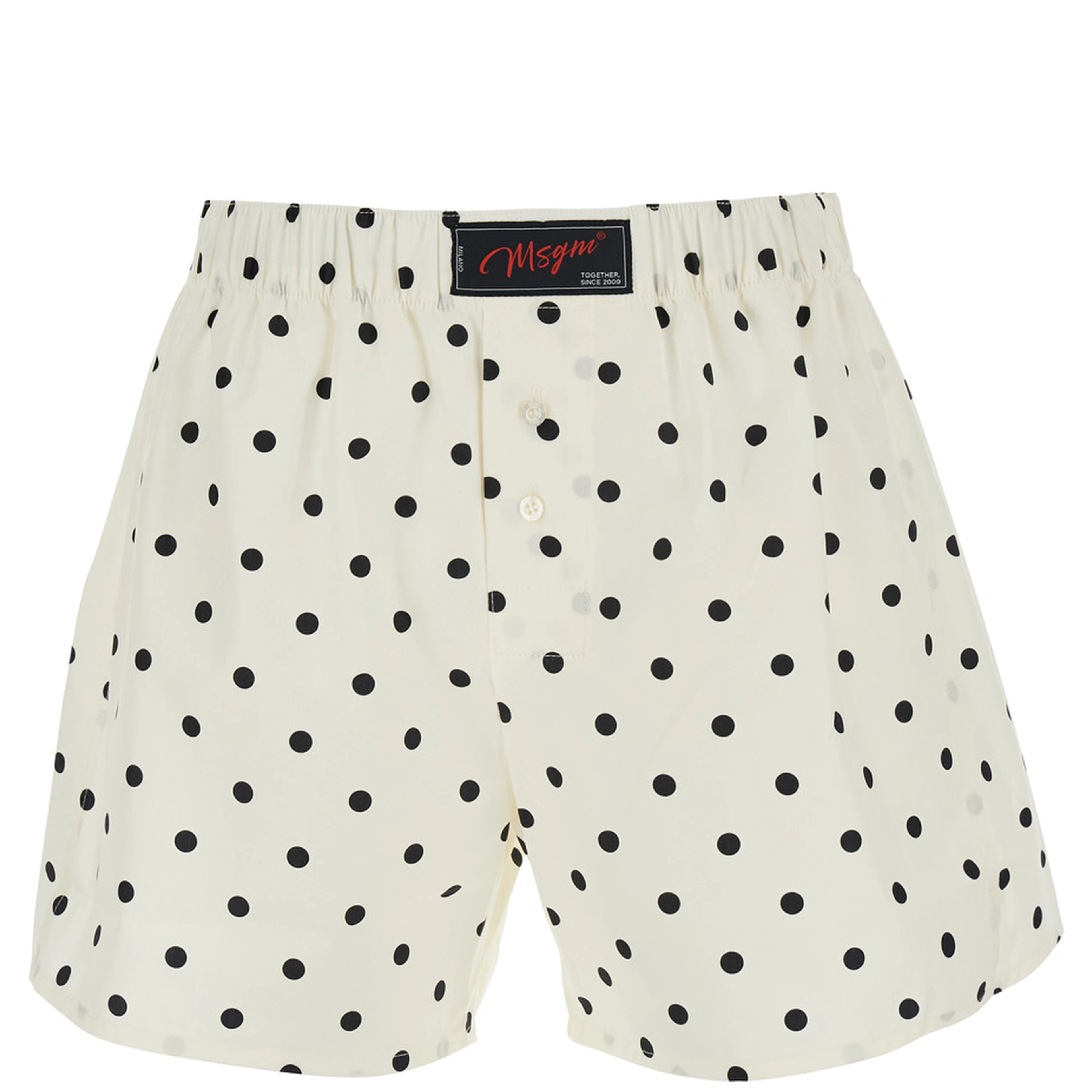 White Shorts with All-Over Polka Dot Print in Cotton for Women