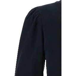 Dress Mylda Crew Neck with Pleated Details in Black Cotton for Women