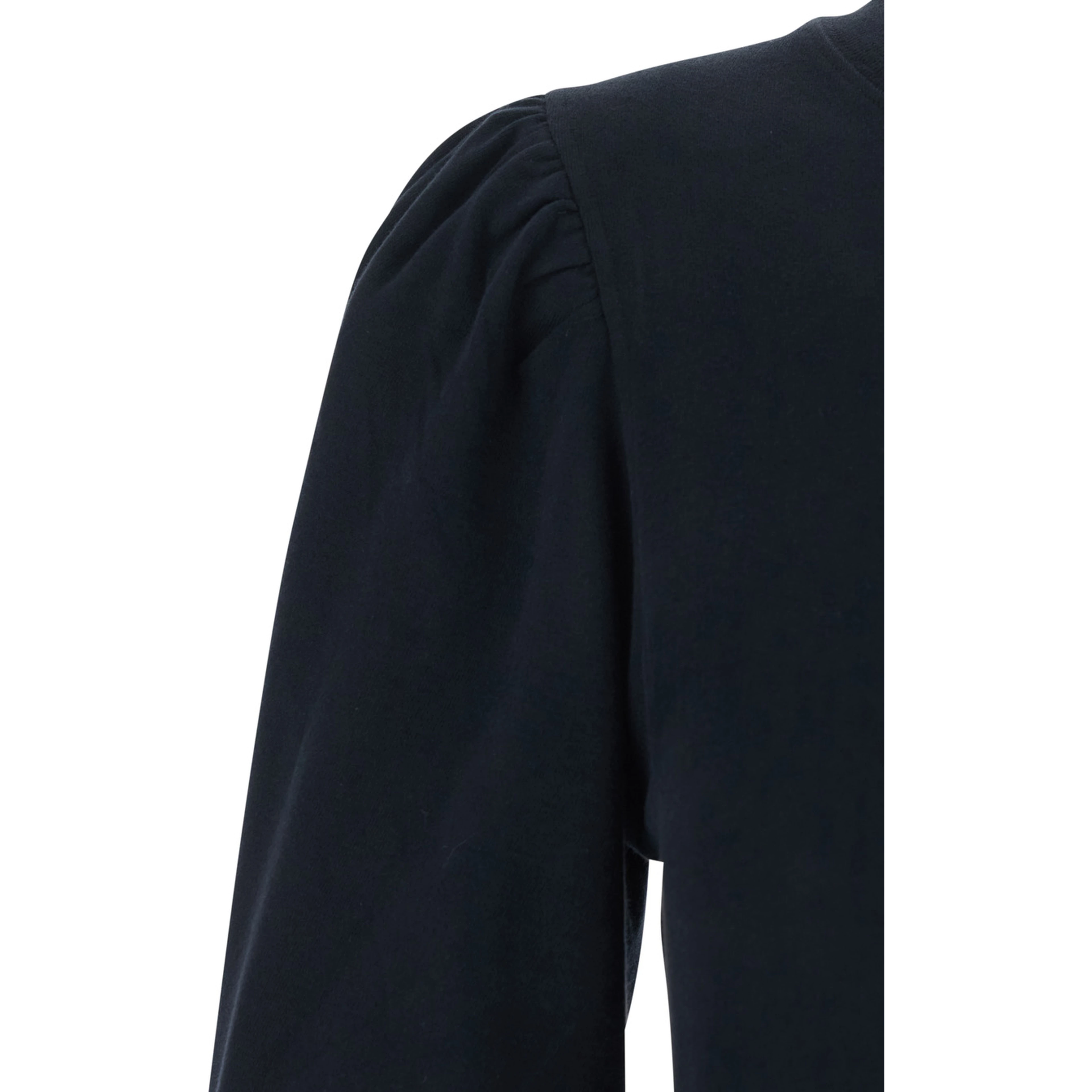 Dress Mylda Crew Neck with Pleated Details in Black Cotton for Women