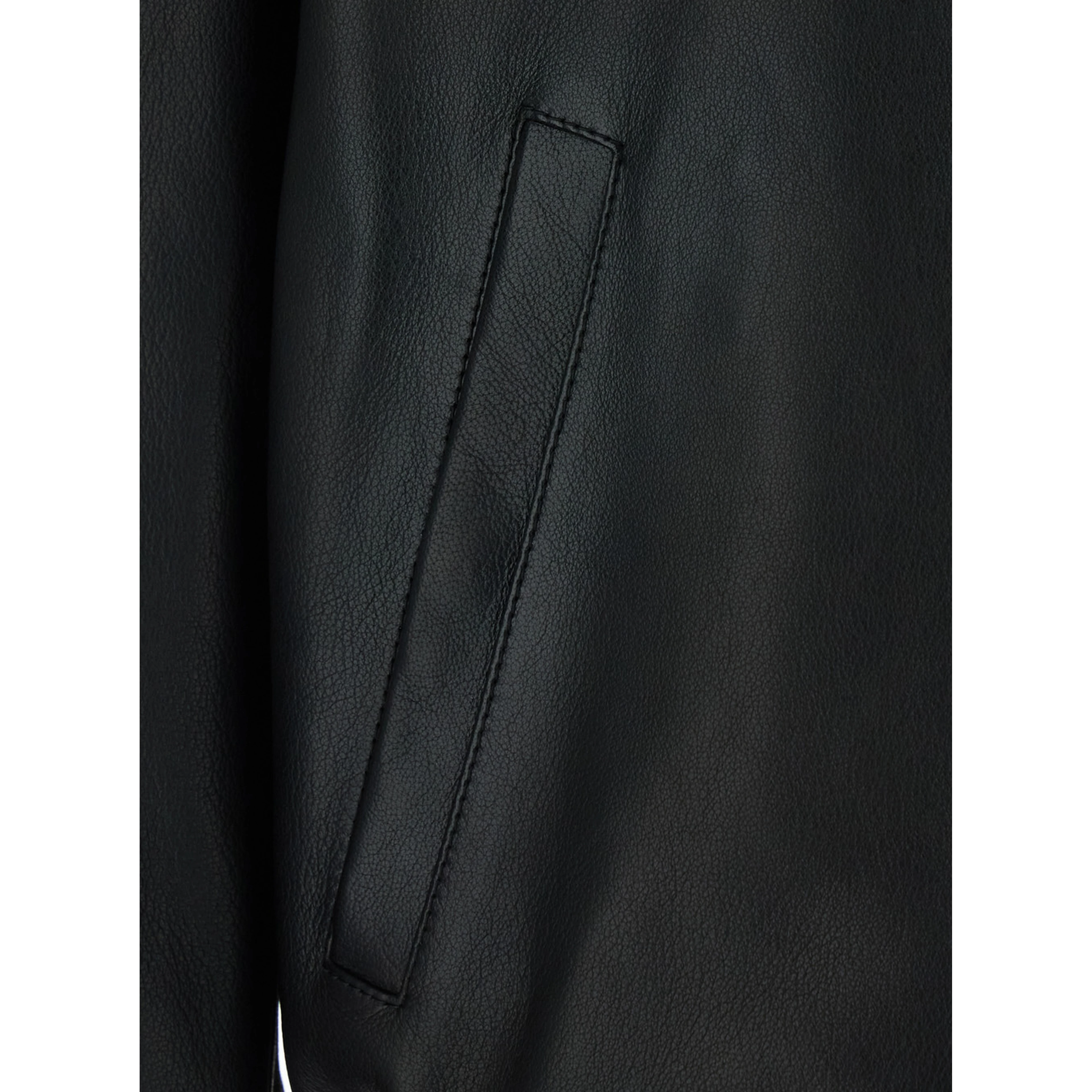 BLACK JACKET - Jacket with Front Closure and High Collar - Leather - Men