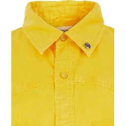 Yellow Shirt with button-down collar and two patch pockets on the front in cotton for men