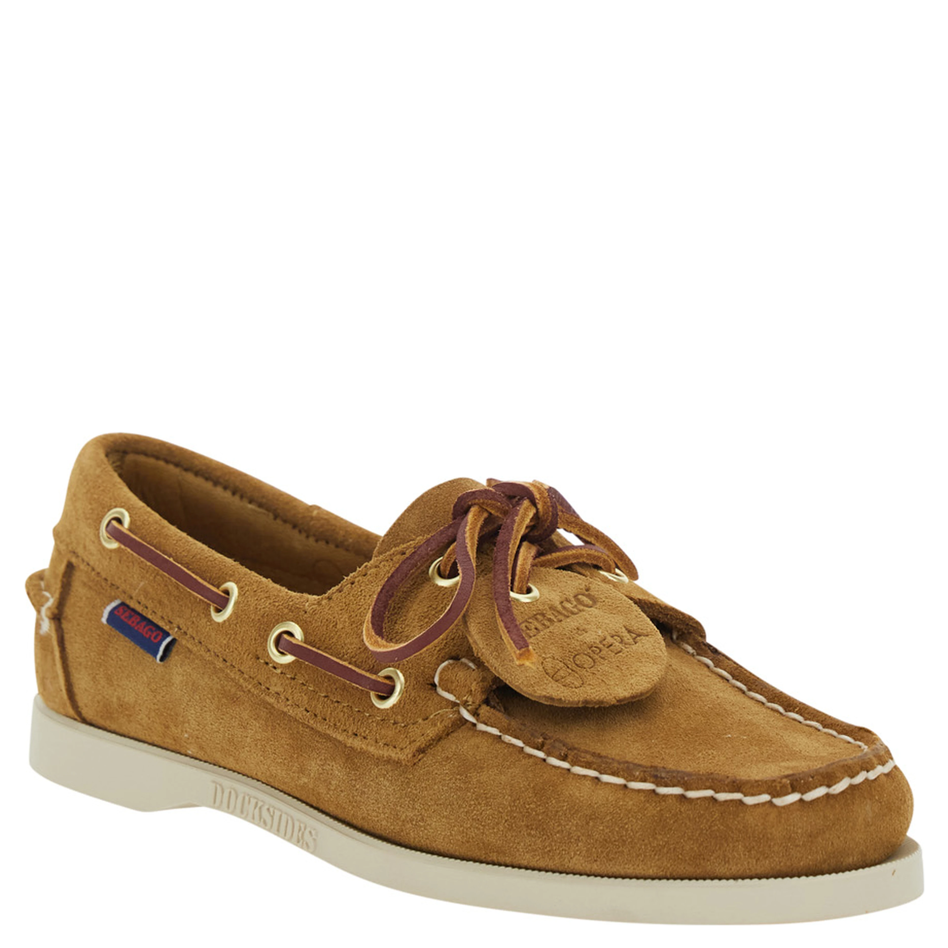 Portland Artisan Beige Loafers with bow on the front and contrasting stitching in suede women