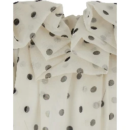 White top with All-over Polka Dot Print in Tech Fabric Women
